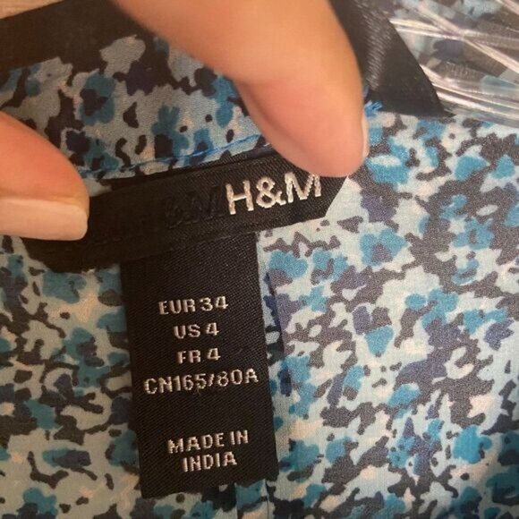 H&M Women‘s Dresses Long Sleeves Short Mini Dress V Neck Tie Waist Dress - Picture 6 of 9